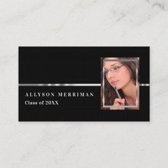 Black | Silver Graduation Photo Insert Name Cards