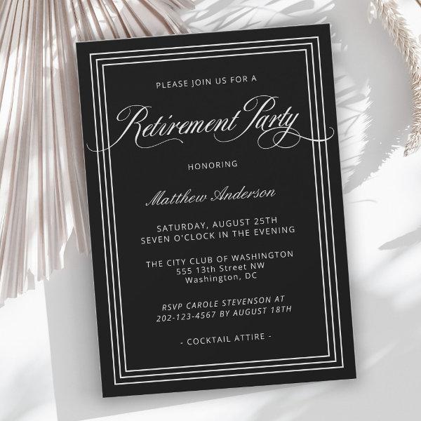 Black Simple Elegant Retirement Party Invitation