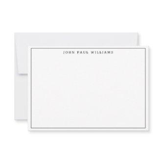 Black Simple Minimalist Modern Formal Thin Border Note Card
