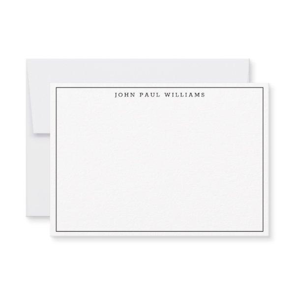 Black Simple Minimalist Modern Formal Thin Border Note Card