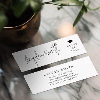 Black Simple Modern Script Graduate Name Card