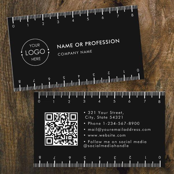 Black Simple Ruler Company Logo QR Code