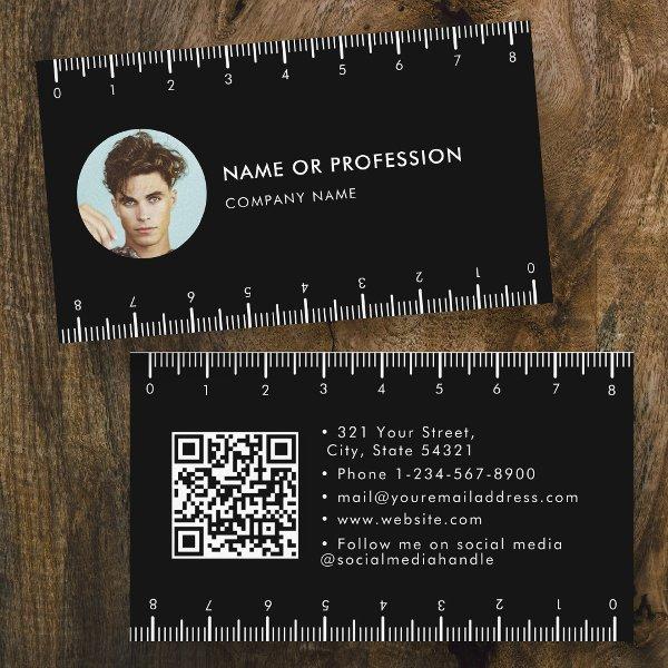 Black Simple Ruler Company QR Code Photo
