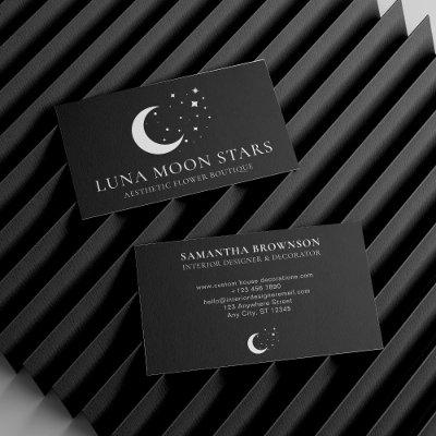 Black Simple Standard Basic Moon Luna Stars