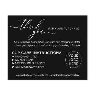 Black Small Business Tumbler Cup Care Instructions Flyer