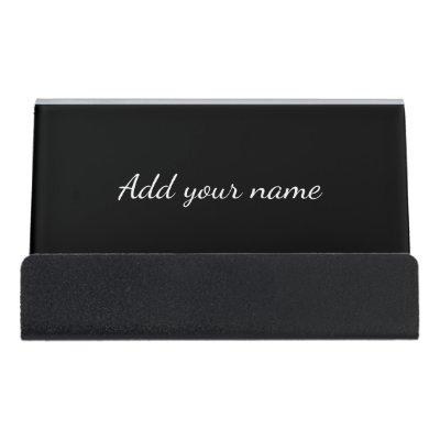 Black solid add name text message here throw pillo desk  holder