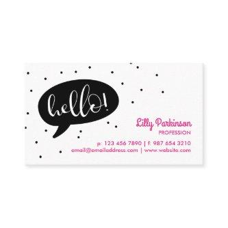Black Speech Bubble & Confetti Hello!