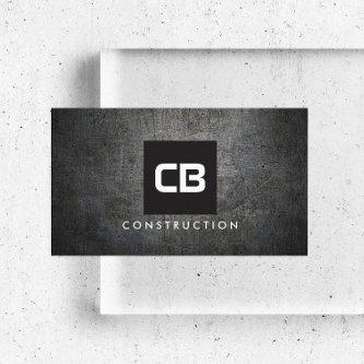 Black Square Monogram Grunge Metal Construction
