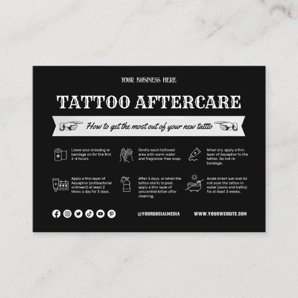 Black Tattoo Aftercare Card Template with Icon