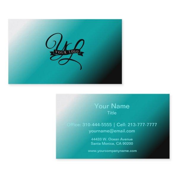 Black Teal White Ombre Custom