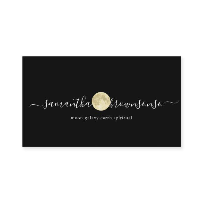 Black Tiny Watercolor Gold Moon