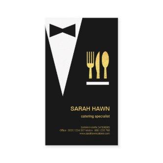 Black Tuxedo Creative Waiter Gold Fork Knife Spoon