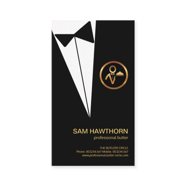 Black Tuxedo Gold Butler Boutonniere Button