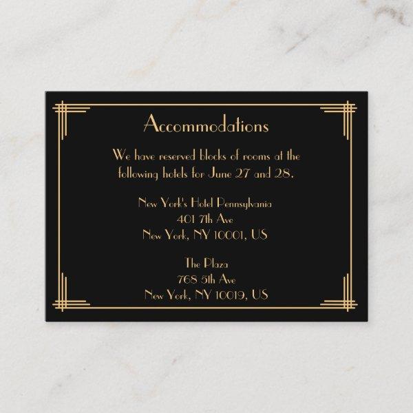 Black Wedding Accommodation Cards