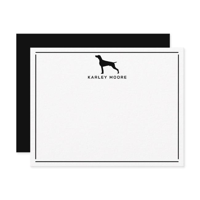 Black Weimaraner Dog Modern Border Stationery Note Card