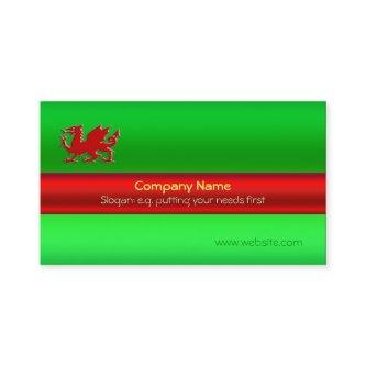 Black Welsh Dragon on green metallic-look