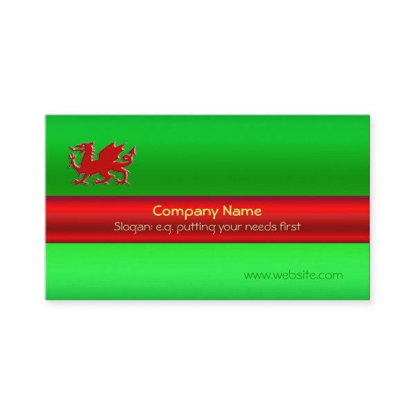 Black Welsh Dragon on green metallic-look