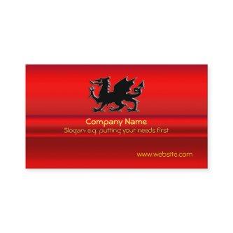 Black Welsh Dragon on red metallic-look