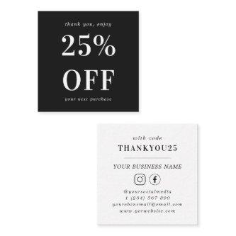 Black & Whit Modern Bold Typography Small Business Discount Card