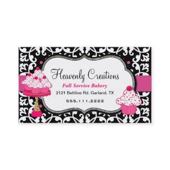 Black, White, and Pink Damask Bakery