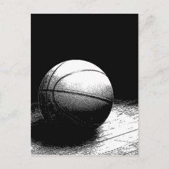 Black White Basketball Art Postcard