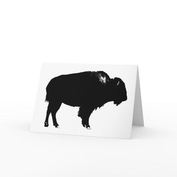 Black & White Bison Buffalo Silhouette Pop Art Card
