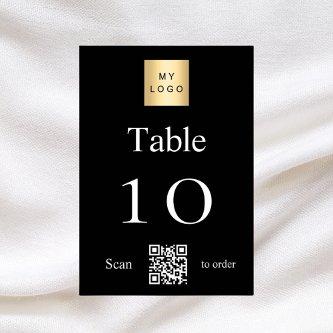 Black white business logo QR code table number
