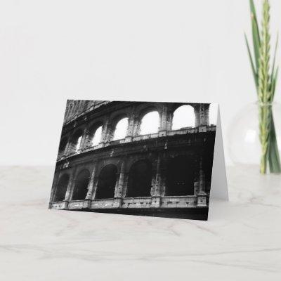 Black White Colosseum Roman Empire Card