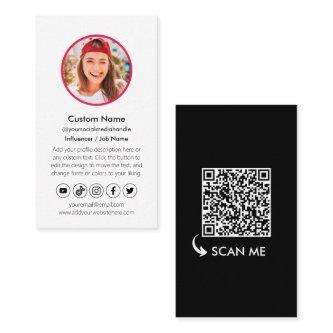 Black White Content Creator QR Code Social Media