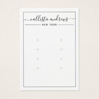 Black White Cursive Multiple Earring Display Card