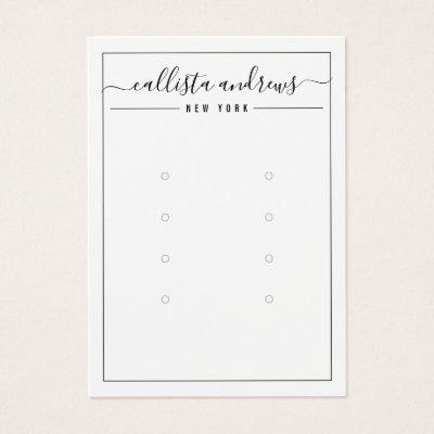 Black White Cursive Multiple Earring Display Card