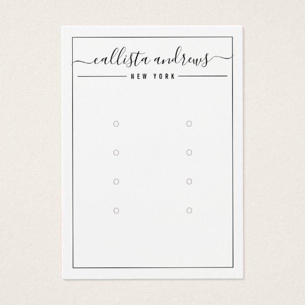Black White Cursive Multiple Earring Display Card