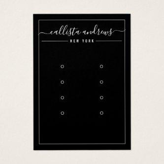 Black White Cursive Multiple Earring Display Card