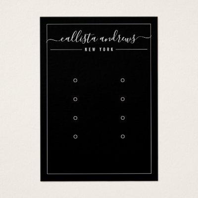 Black White Cursive Multiple Earring Display Card