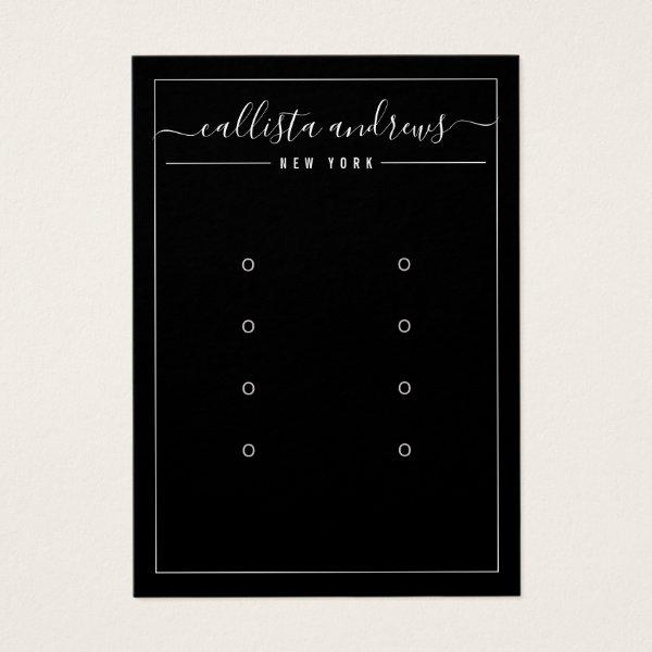 Black White Cursive Multiple Earring Display Card