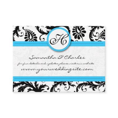 Black & White Damask Bright Aqua Trim with Dots