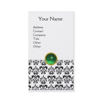 BLACK WHITE DAMASK GREEN GEMSTONE  MONOGRAM pearl