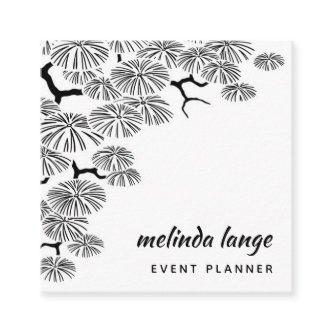 Black White Elegant Botanical Pine Branch Square