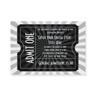 Black + White Event Ticket, Lg  Size