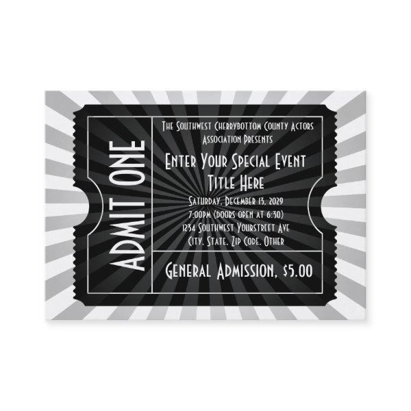 Black + White Event Ticket, Lg  Size