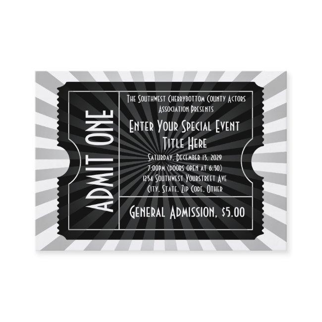 Black + White Event Ticket, Lg  Size