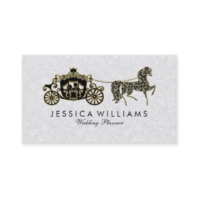 Black White & Glitter Wedding Horse & Carriage