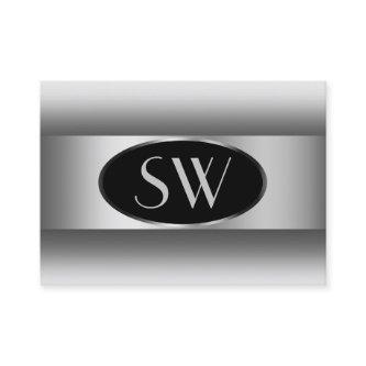Black White Gradient Monogram Silver Oval Frame