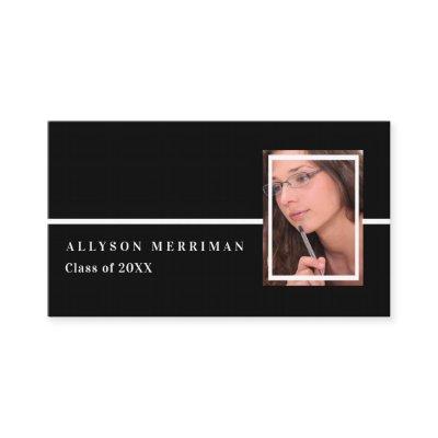 Black | White Graduation Photo Insert Name Cards
