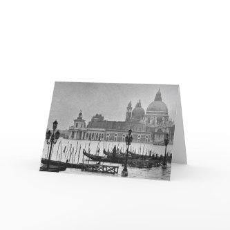 Black White Grand Canal Venice Italy Travel Card