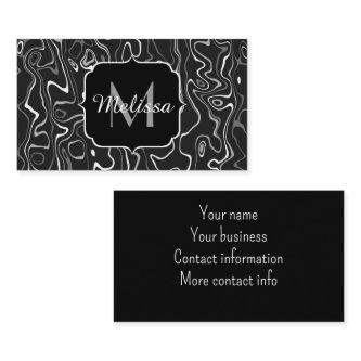 Black white gray damascus abstract swirls Monogram