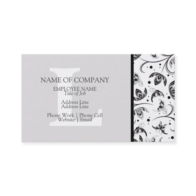 Black White Grey Gray Designer Monogrammed Damask
