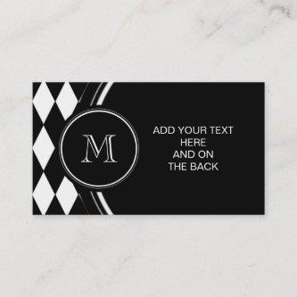 Black White Harlequin Pattern, Your Initial