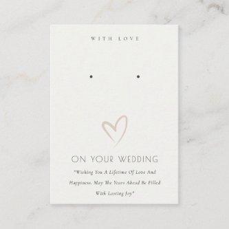 BLACK WHITE HEART WEDDING GIFT EARING DISPLAY PLACE CARD