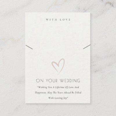 BLACK WHITE HEART WEDDING GIFT NECKLACE DISPLAY PLACE CARD